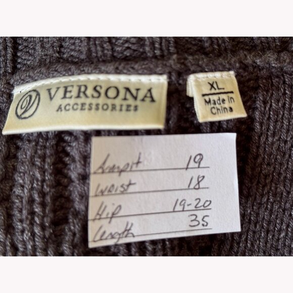 Verona Y2K Cable Knit Sweater Tunic Dress Short Sleeve Pockets Gray Sz XL Cozy - Picture 2 of 9